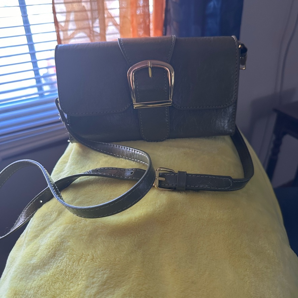 Elegant Army Green Vegan Leather Crossbody - Picture 10 of 16